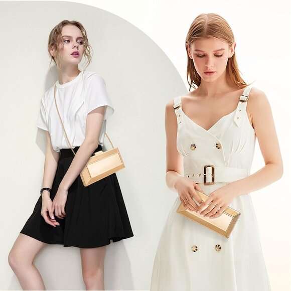 Women Metal Evening Handbag Acrylic Clutch Purse for Parties Weddings Proms - Picture 6 of 6